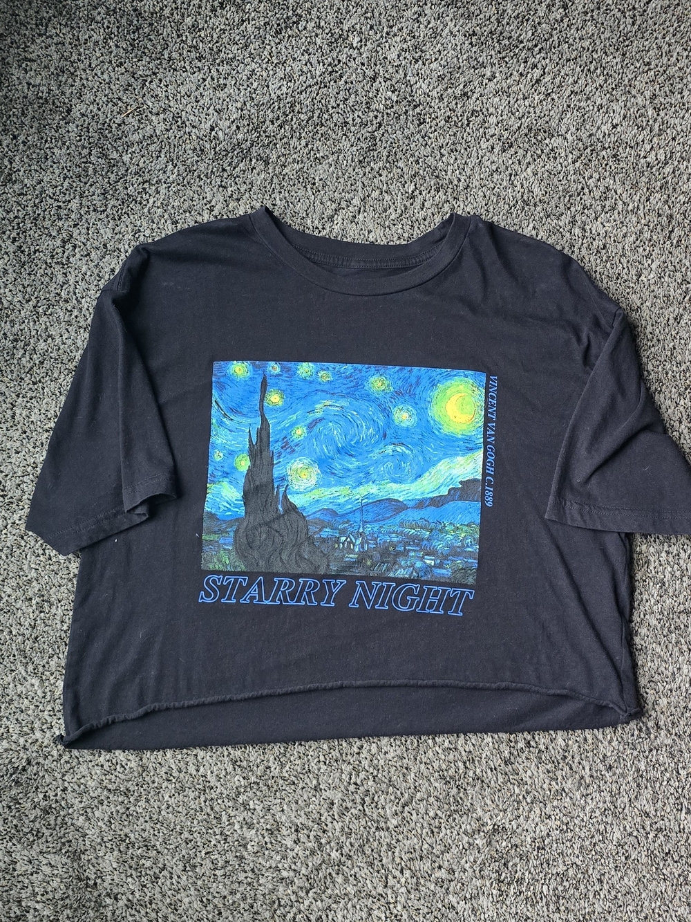 Starry Night Graphic Short Sleeve Tee - Black